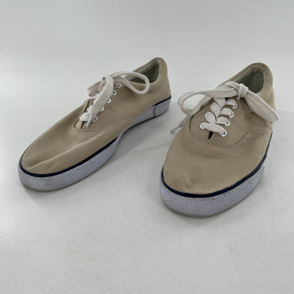 Polo Ralph Lauren Canvas Sneakers Lace Up Beige‎ Tan Casual Shoe Pony - Picture 7 of 16